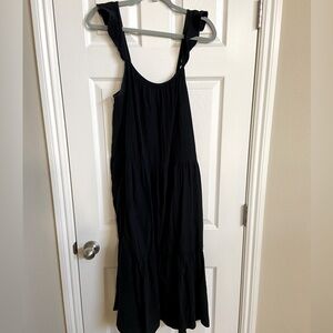 J. Crew Black Flutter Strap Dress